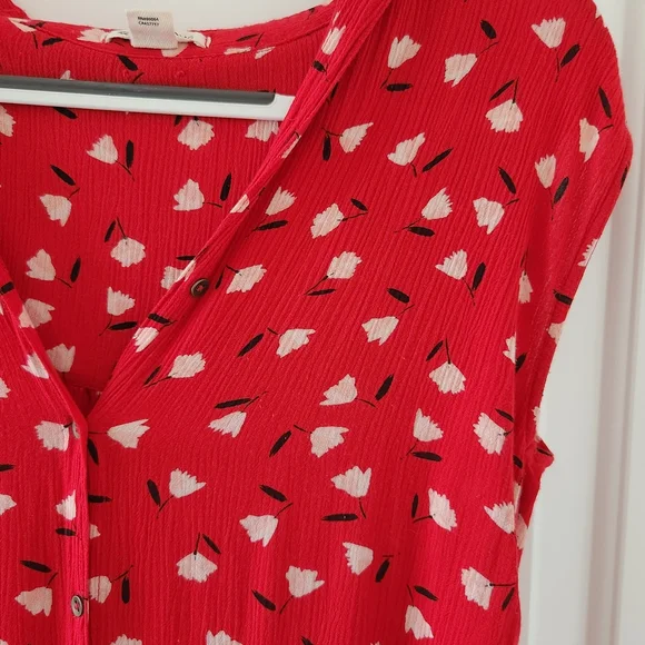 Red Floral Print Billabong Sleeveless Maxi Dress Size M. - Picture 7 of 11